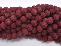 Red Lava Beads, 8mm Round Beads-RainbowBeads
