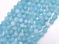Jade - Aquamarine, 8mm Faceted Star Cut Round-RainbowBeads