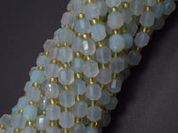 Blue Chalcedony Agate Beads, 6mm Faceted Prism Double Point Cut-RainbowBeads