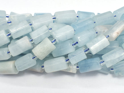 Aquamarine 7x11mm Faceted Tube-RainbowBeads