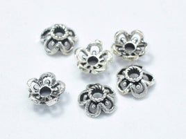 10pcs 925 Sterling Silver Bead Caps-Antique Silver, 5.5x2.4mm Flower Bead Caps-RainbowBeads