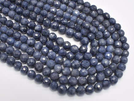 Blue Sapphire Beads, 6mm (6.4mm) Faceted Round, 18 Inch-RainbowBeads