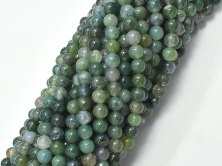 Moss Agate Beads, 4mm Round Beads-RainbowBeads