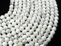 White Howlite Beads, Faceted Round, 8mm, 15 Inch-RainbowBeads