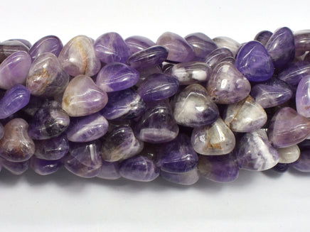 Amethyst 12mm Heart Beads, 15 Inch-RainbowBeads