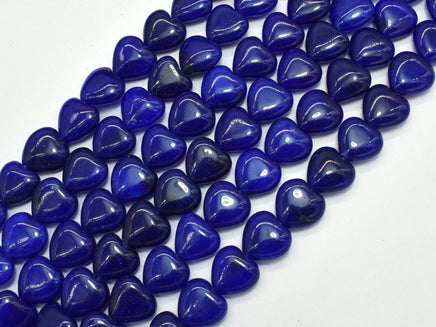Jade - Blue 12mm Heart Beads, 15 Inch-Rainbow Beads