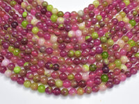 Jade - Pink, Green, 8mm, Round-RainbowBeads