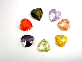 CZ beads, 16x16mm Faceted Heart-RainbowBeads