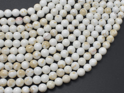 White Howlite, Round, 6mm, 15.5 Inch-RainbowBeads