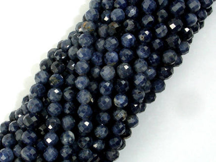 Blue Sapphire Beads, 3mm(3.5mm) Faceted Round, 15.5 Inch-RainbowBeads