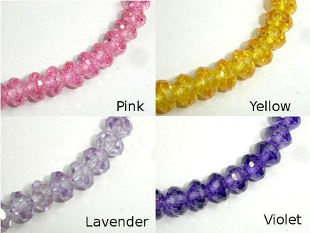CZ bead, Faceted Rondelle, Approx 5x8 mm-RainbowBeads
