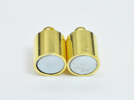 10pcs 6x19mm Magnetic Cylinder Clasp-Gold, Plated Brass-RainbowBeads