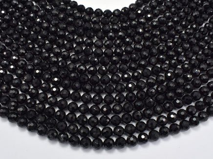 Black Tourmaline Beads, 6mm (6.6mm) Faceted Round-RainbowBeads
