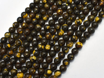 Malaysia Jade - Brown & Yellow 6mm Round-RainbowBeads