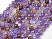 Super Seven Beads, Cacoxenite Amethyst, 6mm Round-RainbowBeads