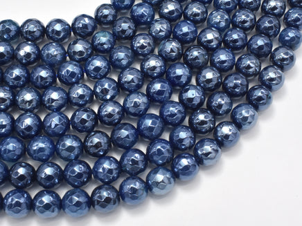 Mystic Coated Blue Agate, 8mm Faceted Round, AB Coated-RainbowBeads