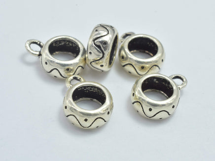 4pcs 925 Sterling Silver Bead Connector-Antique Silver, Filigree Rondelle, 7.8x4mm-RainbowBeads