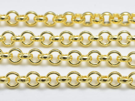 1foot 24K Gold Vermeil Rolo Chain, 925 Sterling Silver Chain, Rolo Chain, Round Chain, Jewelry Chain, 2mm-RainbowBeads