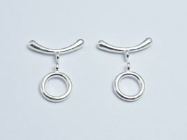 1set 925 Sterling Silver Toggle Clasps, Loop 9.8mm, Bar 17.8mm-RainbowBeads