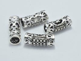 2pcs 925 Sterling Silver Tube-Antique Silver, Filigree Curved Tube, 5.5x14mm-RainbowBeads