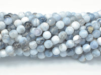 Dragon Vein Agate Beads, Gray & White, 6mm Faceted Round Beads-RainbowBeads