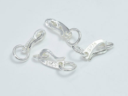 4pcs 925 Sterling Silver Clasp, S Hook, 10x5mm-RainbowBeads