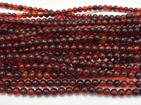 Amber Resin-Red, 6mm Round Beads, 26 Inch-RainbowBeads
