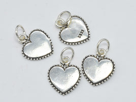2pcs 925 Sterling Silver Charm-Antique Silver, Heart Charm, 12mm-RainbowBeads