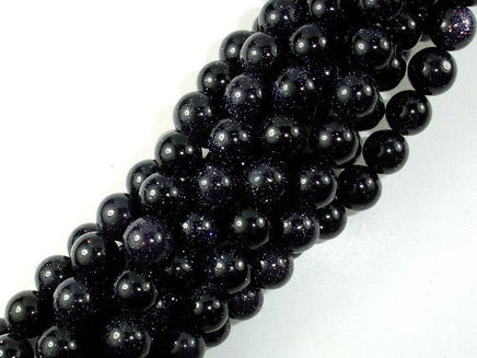Blue Goldstone Beads, 8mm (7.8mm) Round Beads-RainbowBeads