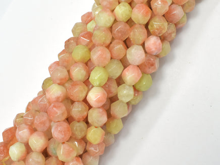 Jade - Multi Color, 8mm Faceted Star Cut Round, 15 Inch-RainbowBeads