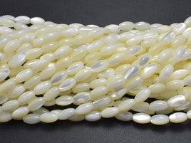 Mother of Pearl, MOP, White, 4x7mm Rice-RainbowBeads