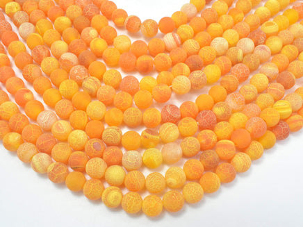 Matte Agate- Orange, 8mm (7.8mm) Round Beads-RainbowBeads