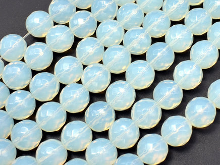 White Opalite Beads, 12mm Faceted Round Beads-RainbowBeads