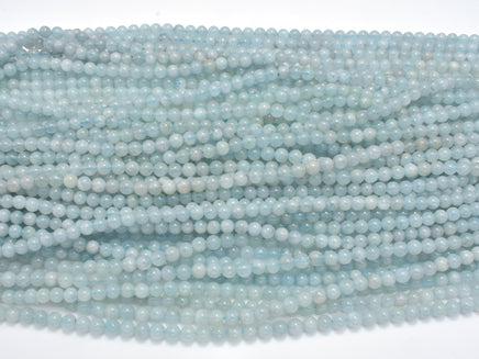 Genuine Aquamarine Beads, 4mm (4.7mm) Round beads-RainbowBeads