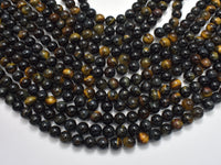 Blue / Yellow Tiger Eye, 8 mm Round Beads, 15.5 Inch-RainbowBeads