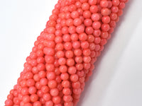 Salmon Pink Coral Beads, Angel Skin Coral, Round, 4mm-RainbowBeads
