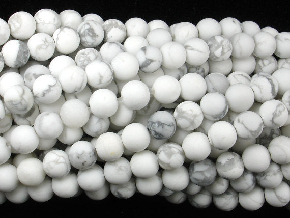 Matte White Howlite Beads, Round, 6mm| Rainbow Beads