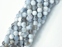 Dragon Vein Agate Beads, Gray & White, 6mm Faceted Round Beads-RainbowBeads
