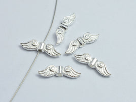 4pcs 925 Sterling Silver Angel Wing Beads, 14x3.6mm-RainbowBeads