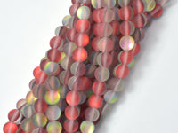 Matte Mystic Aura Quartz-Red, Rainbow, 8mm Round-RainbowBeads
