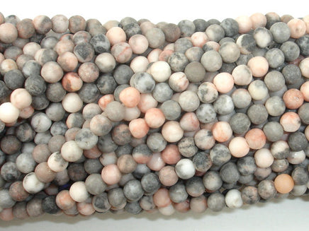 Matte Pink Zebra Jasper, 4mm, Round Beads-RainbowBeads