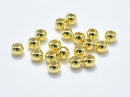 30pcs 24K Gold Vermeil 3mm Round Beads, 925 Sterling Silver Beads-RainbowBeads