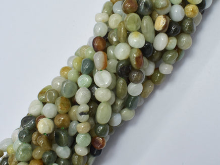 Burma Jade Beads, 5x7mm, Pebble Nugget Bead-RainbowBeads