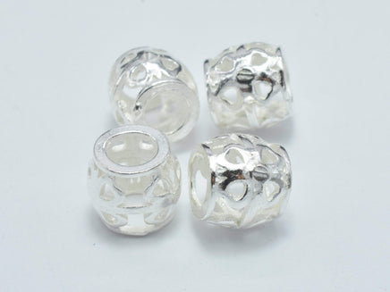 2pcs 925 Sterling Silver Beads, Filigree Drum Beads, Big Hole Spacer Beads, 7.6x7mm-RainbowBeads