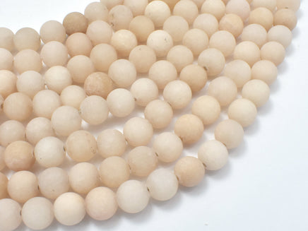 Matte Jade Beads, Cream White, 8mm (8.4mm) Round-RainbowBeads