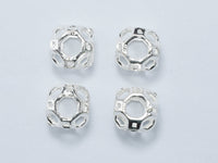 4pcs 925 Sterling Silver 7.5x7.5x6mm Filigree Square Spacer-RainbowBeads
