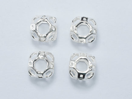 4pcs 925 Sterling Silver 7.5x7.5x6mm Filigree Square Spacer-RainbowBeads