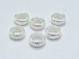8pcs 925 Sterling Silver Beads, 6mm Rondelle Beads, Big Hole Spacer Beads, 6x2.5mm-RainbowBeads