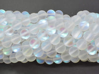 Matte Mystic Aura Quartz-White, 6mm (6.5mm) Round-RainbowBeads