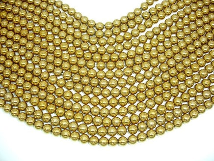 Hematite Beads-Gold, 8mm Round Beads-RainbowBeads